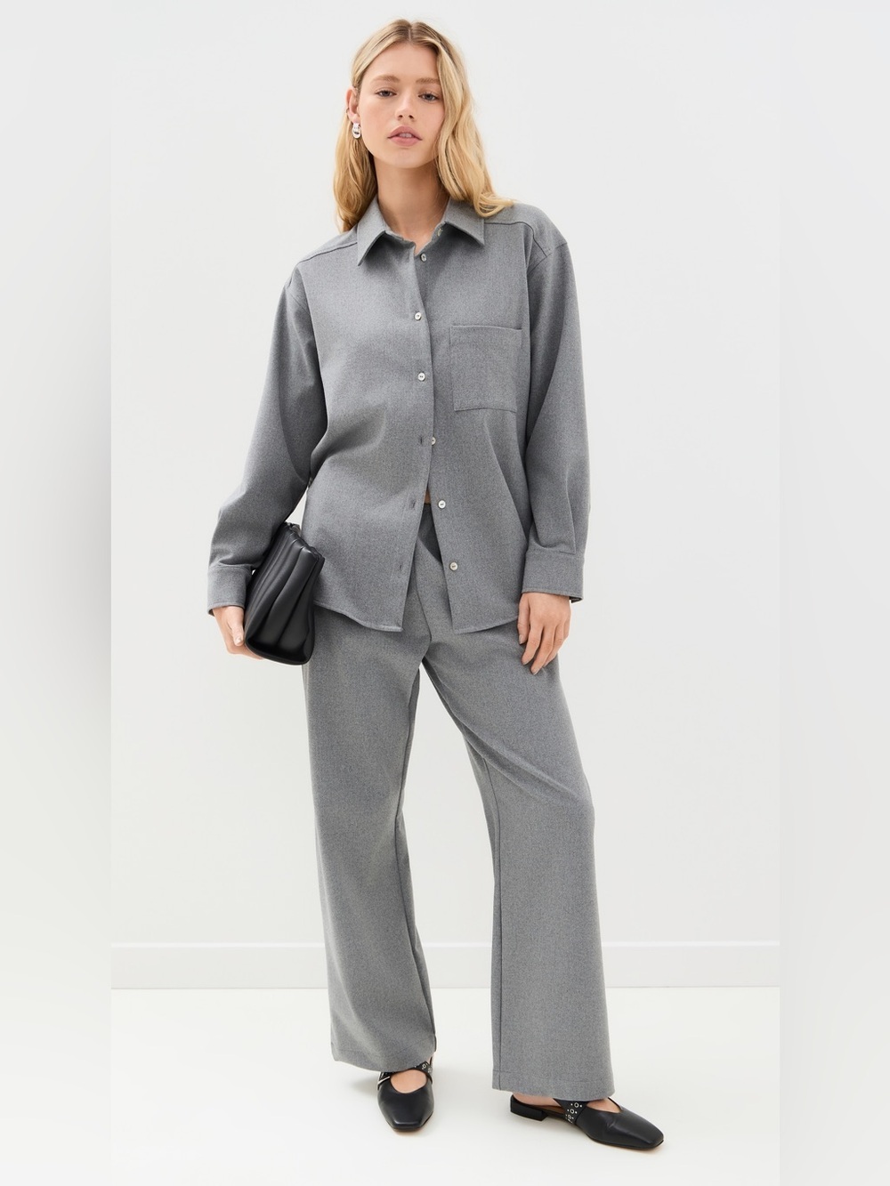 NWT Donni The Flannel Shirt Collar Pocket Button Down Up Jacket Heather Grey - Picture 4 of 8